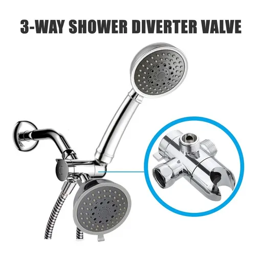3-Way Shower Diverter Valve Mount G1/2 Handheld Shower Arm Diverter Splitter Polished Chrome Bathroom Shower System Replacement Part Attachment