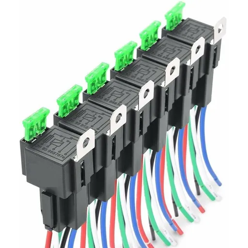 6 pcs 12V 30A Fuse Relay Switch Harness Ato/Atc Blade Fuse, 5 Pin Spst Automotive Electrical Relays With Heavy Duty 14
