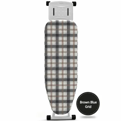Ironing Board Cover with Heat Resistant Cotton Pad, Non-Fade Thick Replacement Fabric Cover, Elastic Drawstring, Fit 90×30cm Ironing Board, Breathable Heat-Proof Iron Table Cloth Brown and blue check