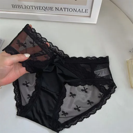 SHUFENTING Lace Women Panties Nylon Breathable Black L (55.00 kg-65.00 kg