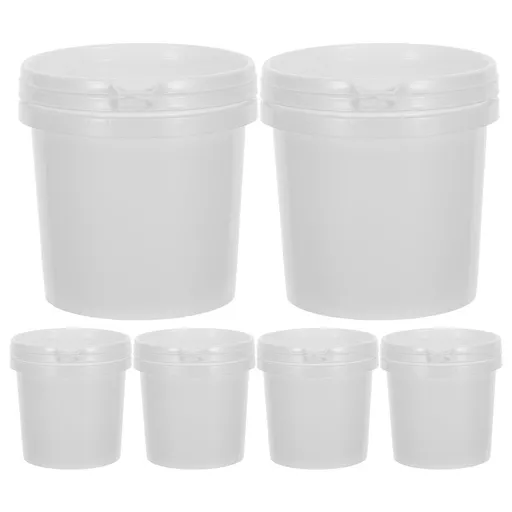 6-Pack White Plastic Paint Buckets with Airtight Lids for Leftover Paint Storage and Easy Handling