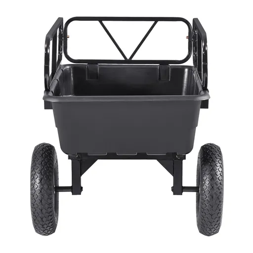 Garden Utility Trailer, 10 Cu. Ft 227 kg, ATV UTV Hauling Trailer, Tow Behind Poly Dump Cart with 16" Tires, Hand Pull or Foot Pedal, Heavy Duty Yard Trailers for Lawn Mower Tractor Garden Waste