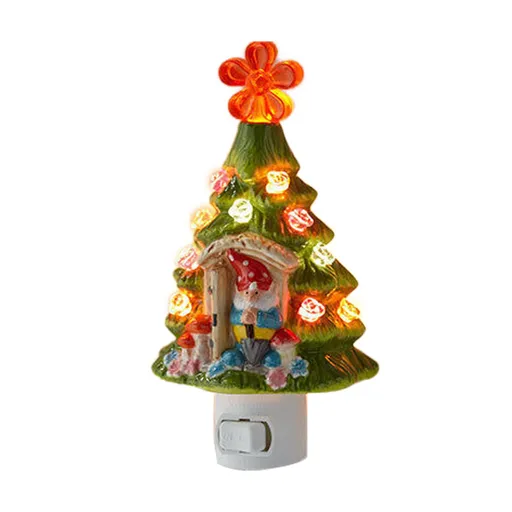 Xmas Tree Night Light LED Retro On Off Switch Multicolor Bulbs Plug In Decorative Xmas Tree Nightlight for Bedroom
