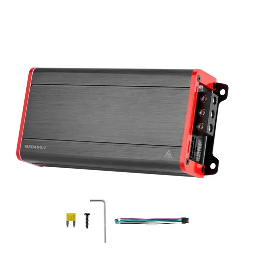 Car Audio Amplifier, 4-Channel Bridgeable Car Amplifier, Multichannel Class D Stereo Amp, Max. 4 x 272W at 4 Ohms / 4 x 400W at 2 Ohms, High Output, for SUVs, Pickups, and Off-Road Vehicles