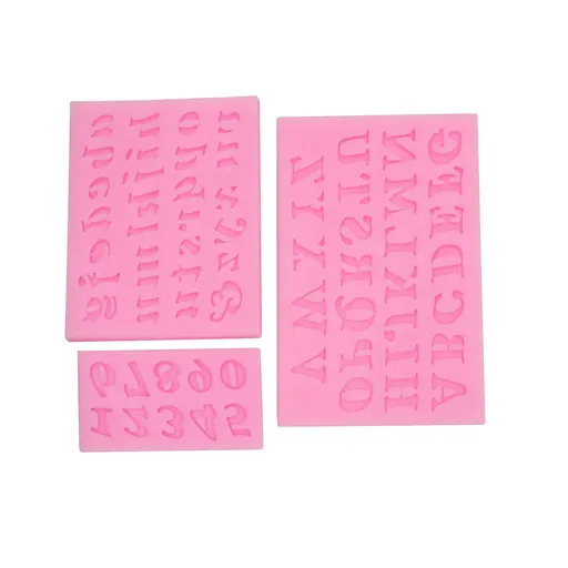 3 Piece Silicone Molds Uppercase Letters, Lowercase Letters and Numbers Mold Pan Muffin Cups Handmade Soap Moulds Chocolate