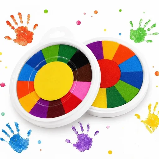 2 Pack Large Craft Ink Pad Stamps Partner DIY Color, Washable Rainbow Finger Ink Pad for Fingerprints Birth Footprint Rubber Stamps for Office Usage Kids Gift (13 Colors)