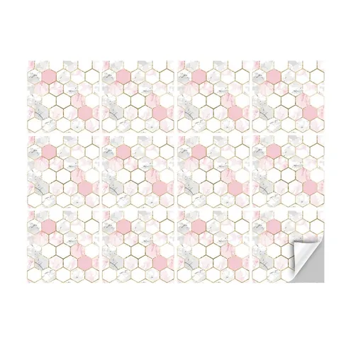 12 Pcs Peel and Stick Kitchen Backsplash Tiles Stickers, Self Adhesive Marble Floor Tiles, Wall Stickers for Bathroom Floor Home