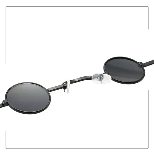 Round Polarized Hippie Sunglasses Classic Retro Small Round Sunglasses Cute Funny Small Circle Glasses for Women (Black Frame)