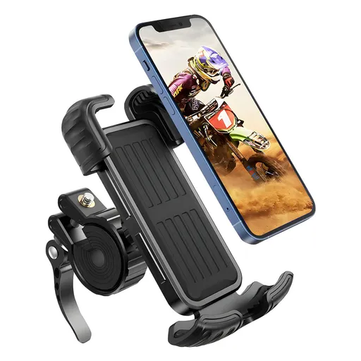Bike Motorcycle Phone Mount,【Super Stable Metal】 Bike Motorcycle Phone Holder with Security Lock, Bicycle Phone Mount with Soft