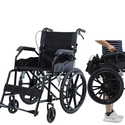 Black Wheelchair 20" Black Lightweight Self-Propelled Folding Wheelchair for Travel