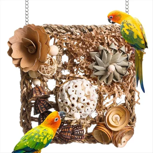 Bird Toys, Parakeet Toys Bird Foraging Toys Grass Mat Climbing Wall for Parakeet,Parrot,Cockatiel,Conure,Lovebird