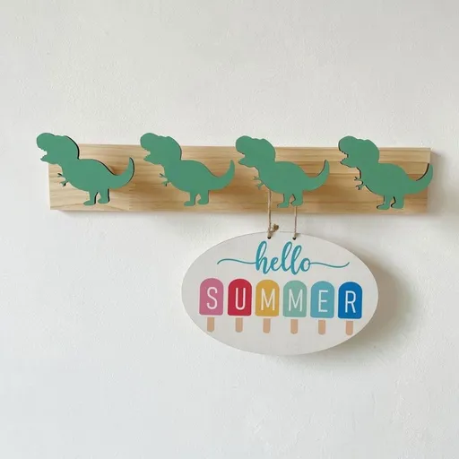 Wall Mount Coat Rack for Storage Made of Wood in Green Color Perfect for Clothes Hats and Umbrellas 7.9 Inches