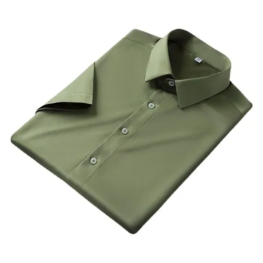QIDEN Men's Short Sleeve Slim Fit No Iron Polyester... D2128-13 41
