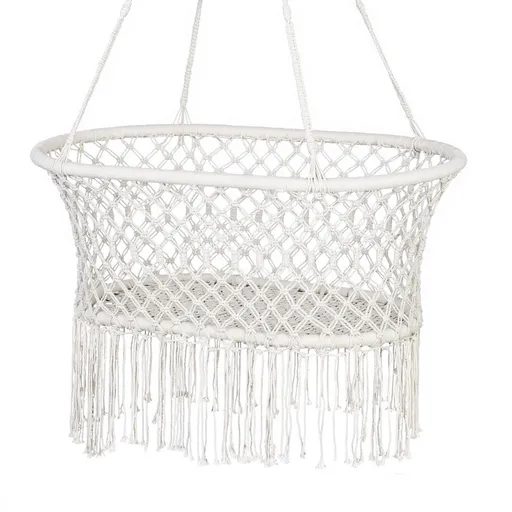 Gardeon Hammock Chair Cotton Swing Chair Outdoor Indoor Cream