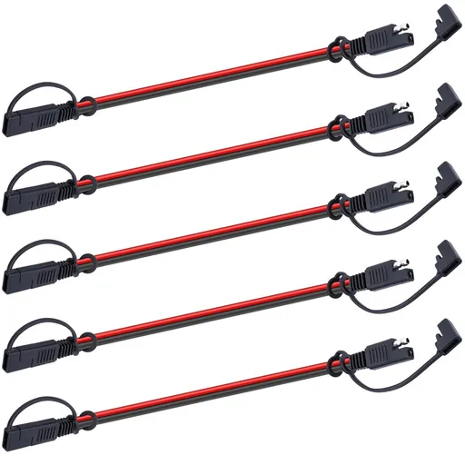 5PCS 10 Gauge 2 Pin Quick Disconnect Polarized Wire Harness, 12 Inch SAE Connector Bullet Lead Cable, Automotive Heavy Duty Extension Cable for Car Motorcycle Boat Tractor (10 AWG)