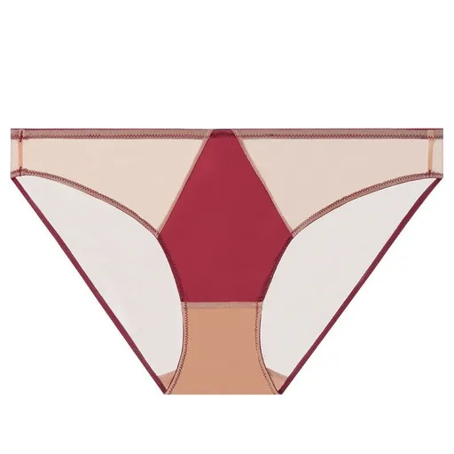 House Of Dasein Sexy Women's Underwear French Ultra-Thin Seamless Plus Size Panties With Cotton Crotch Lifting Low Waist Triangle Briefs - Red - M
