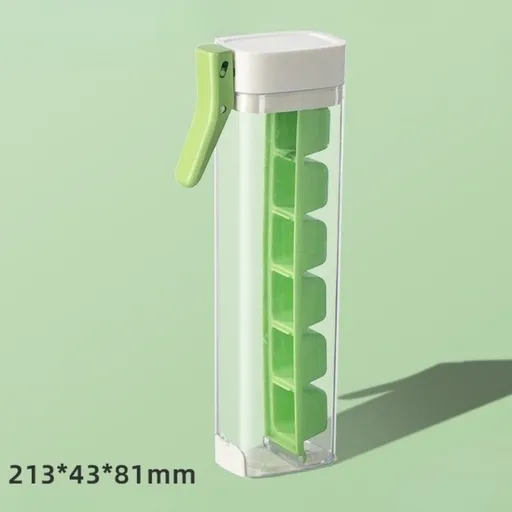 One-Hand Press Ice Tray 6-Grid Food-Grade Ice Cube Maker Storage Box—Green