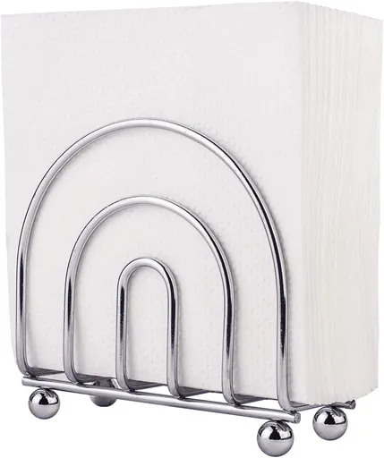 Paper Napkin Holder Tissue Dispenser for Kitchen Countertops, Dining Table, Picnic Table, Indoor & Outdoor Use, Chrome Finish (Classic)