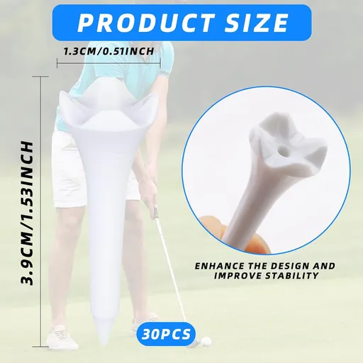 30PCS Plastic Golf Tees - 1-1/2‘’ Short Golf Tees - Enhanced Durability & Stability, Designed to Reduce Friction and Side Spin-4 Prongs Plastic Tees