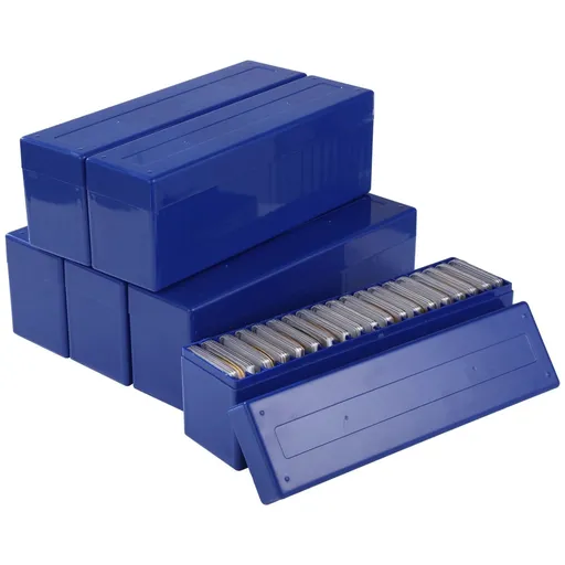 6PCS Coin Slab Storage Box, 20 Slots Graded Coin Storage Case, Blue Plastic Coin Slab Holder Organizer, Stackable Coin Collector Box for Collectors, Home, Office, Bank Supplies, 10.4" x 2.8" x 3.5