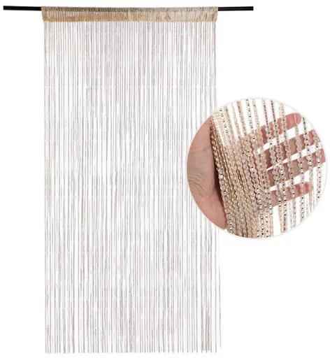 99*199 cm - Fly curtain - Screen door - Door curtain - Window decoration - Bead curtain - crystal bead coded door curtain - with tassels - wardrobe curtain - door cord - curtains - mosquito net - for doorway, interior decoration - champagne