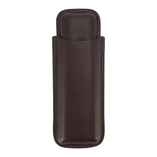Leather Cigar Case Portable 2 Finger Cigar Holder for Travel Business Trip Boyfriend Gifts Deep Coffee