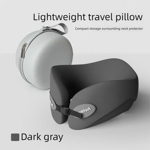 Dark gray Memory Foam U-Shaped Travel Neck Pillow – Ergonomic Support for Airplane, Car, and Office Use