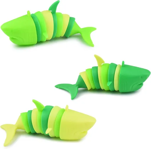 3 PCS Fidget Sharks Toys for Adults,3D Articulated Caterpillar Sensory Stress Relief Flexible Hand Toy, Ideal Party Favor Colorful Office Desk Toys