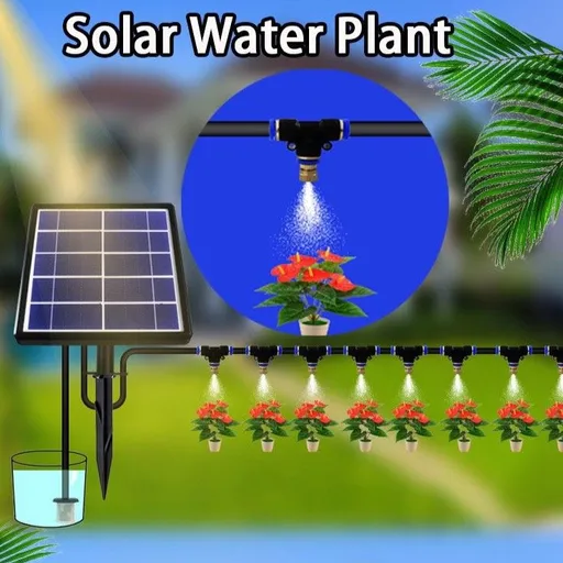 Solar-Powered Automatic Misting Irrigation Kit with Smart Timer, Ideal for Indoor Potted Plants, Balcony Gardens, Greenhouses, and Patio Hydration, Featuring Adjustable Spray Nozzles and Eco-Friendly Sunlight Charging for Hassle-Free Plant Care (SD10