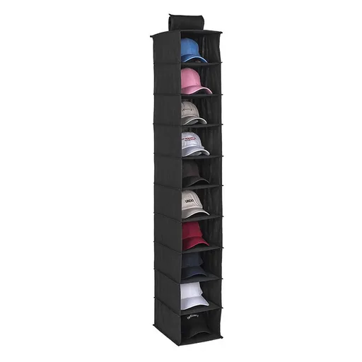 Hanging Shoe Organizer 10 Shelf, Hanging Shoe Shelves, Hanging Shoe Organizer for Closet Hanging Shoe Rack Hat Rack Hanging Closet Hat Shelf Hanging Shoe Holder Shoe and Hat Holder Storage 49×12×5.9 in Black