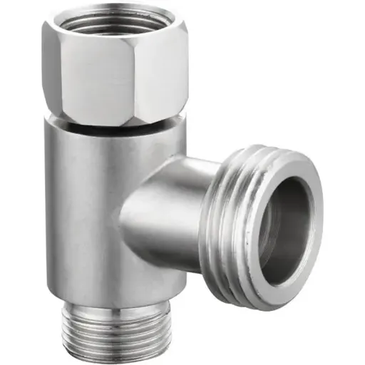 3-way 3/8" and 1/2" 3-way adapter Tee connector Stainless steel 3/8" water pipe T-connector, G1/2 Thread, Brushed Nickel Finish