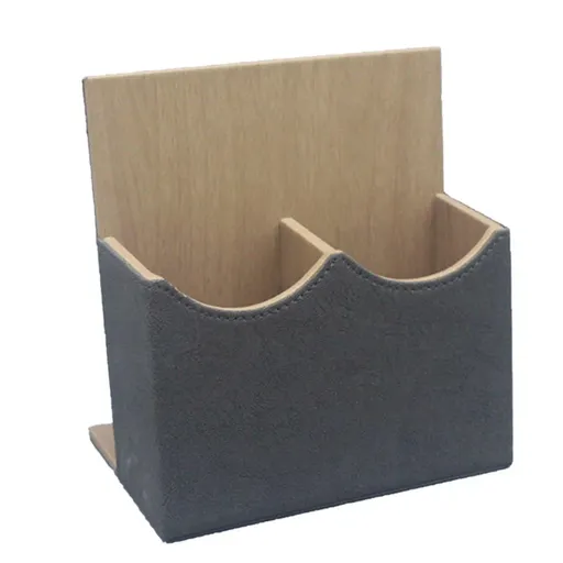 Hotel Remote Control Holder Leather Desk Organiser Caddy for TV AC Storage - Brown