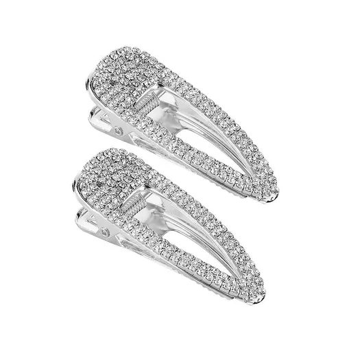 2 PCS Silver Hair Clips Barrettes Glitter Rhinestones Hair Pins Hair Accessories for Women Girls hair clips are of smooth