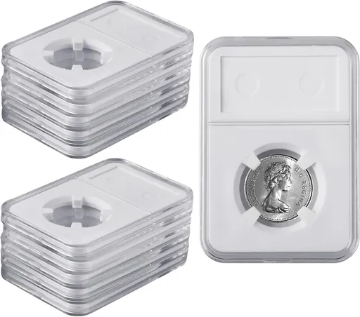 10 Packs 30mm Coin Slab Display Holder, Storage Case for JFK Half Dollar, Clear Acrylic Cases for Coin Organize and Collection, Four-Point Fixation Coin Slab Capsules Protector