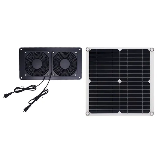 Solar Powered Exhaust Fan 12W 18V Monocrystalline Silicon Solar Panel Dual Fan Ventilator Kit for Pet House Chicken Coop Greenhouse