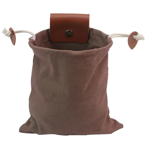 Canvas Collapsible Outdoor Camping Foraging Pouch Mushroom Storage Water Resistant Leather Bushcraft Belt Tinder Dump Pouchs Brown for Travel Camping Hiking Bag Only (Brown)
