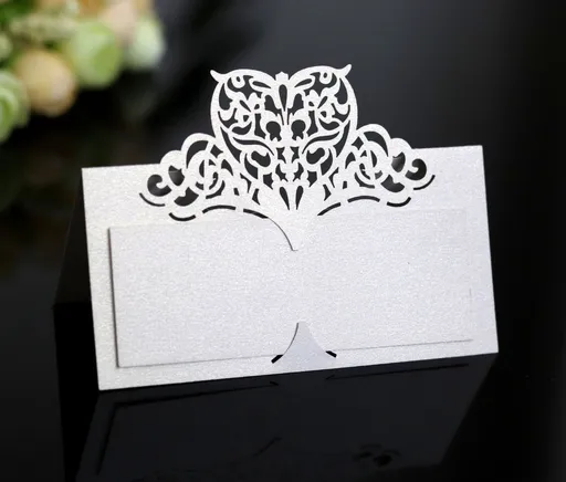 50pcs Lace Wedding Place Cards Personalised Table Name Reception Decoration -Gold Lace Pattern Cardstock for Wedding