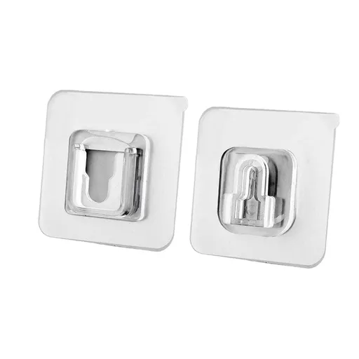 2 PCS Double Sided Adhesive Wall Hooks Hanger Strong Transparent Suction Cup Hook Storage Holder for Kitchen Bathroom