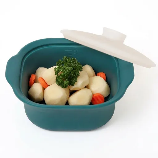Multipurpose Platinum Silicone Steamer Pot – Food-Grade, Freezer-to-Oven Safe, Microwave & Dishwasher Friendly for Meal Prep, Baby Food, and Everyday Cooking (600ml, Green)