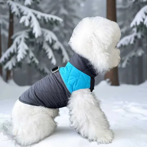 Winter Pet Dog Padded Vest with Waterproof Shell, Warm Fleece Lining, and Leash Attachment Ring for Outdoor Cold Weather Walks (4XL, Blue)