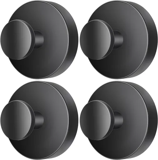 2026 Upgraded Drill-Free Suction Cup Hooks, Stainless Steel Suction Cup Hooks for Shower, Mirror, Wall, Bathroom, Glass, Hanging Towels - 4 Pack, Black