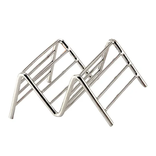Stainless Steel V Shaped Taco Holder Corn Roll Spring Roll Taco Stand Home Pancake Food Rack 1‑2 Grids 6.3x9.5x4.5cm/2.5x3.7x1.8in