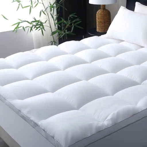 1000GSM Mattress Topper Viscose Derived from Bamboo, Thick Pillowtop Fitted Mattress Cover with 45cm Deep Skirt - Machine Washable Hypoallergenic（Single,Black）