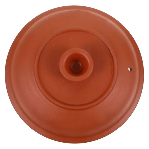 Brown Ceramic Casserole Cover for Stewpot with Vent Hole and Unique Handle Design