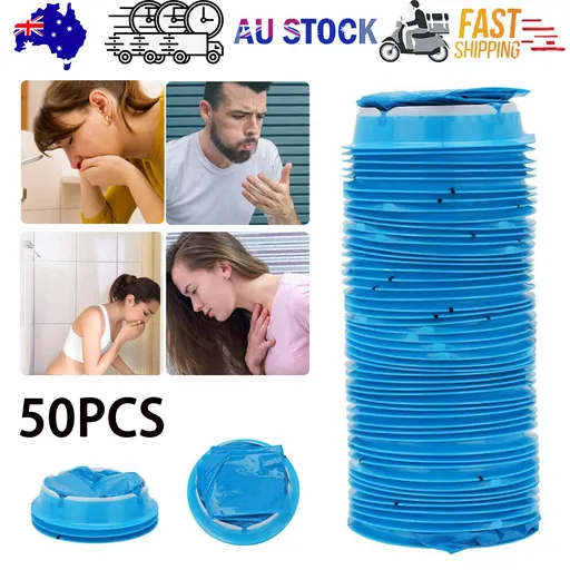 50 Sick Bags Vomit Bags Emesis Calibrated 1 Litre Infection Control Secure Tie