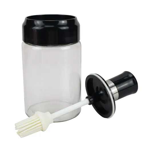 Oil Bottle with Silicone Brush for Cooking BBQ Kitchen is perfect for sauce/oil on your meats, fish, pastries and vegetables
