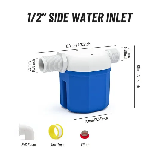 Independent Packaging Float Valve That Automatically Stops Water Flow And Controls Water Replenishment 1/2" Side water inflow