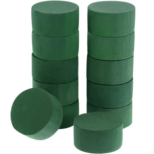 12 Pieces Round Floral Foam Wet Floral Foam Green Flower Foam DIY Flower Arrangement Kit (2.95 x 2.95 x 1.57 Inches)