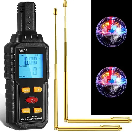 5-Piece Ghosthunting Equipment Kit 1 EMF Radiation Detector 2 LED Cat Balls Copper Tra pwm25