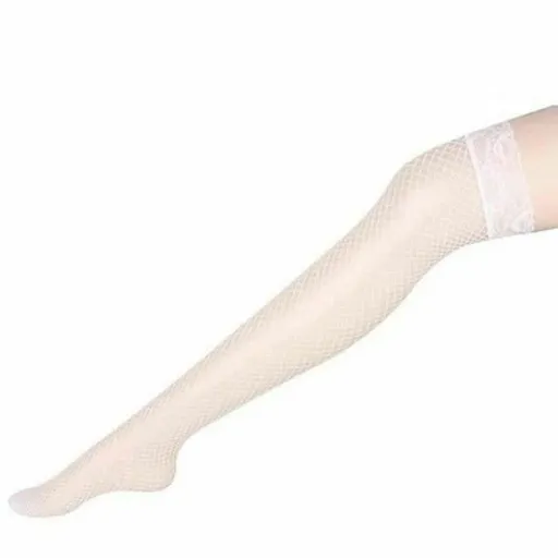 House Of Dasein Thigh High Lace Top Fishnet Stockings Sexy Lingerie Erotic Hosiery - White